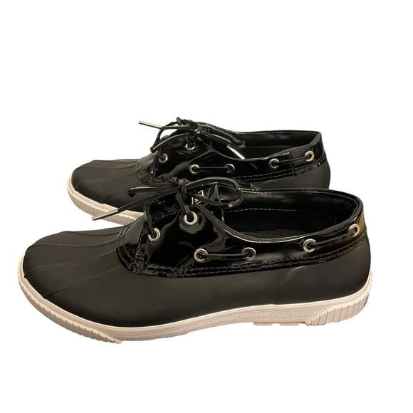 Michael Kors Hyde Black Duck Shoes Rubber Leather Size 9 - Picture 5 of 6